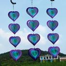 Decoração de jardim de metal com coração roxo-verde DJUAN Wind Spinner