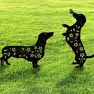 Decoração de jardim para cães Doesen Dachshund Rust Proof Metal Black Decoração de jardim para cães Doesen Dachshund Rust Proof Metal Black