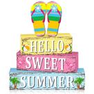 Decoração de mesa Geelin Hello Summer Flip Flop Wood 4 unidades Decoração de mesa Geelin Hello Summer Flip Flop Wood 4 unidades
