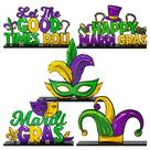 Decoração de Mesa Mardi Gras - 5 Peças de Madeira Haooryx