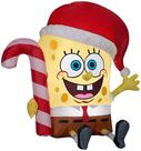 Decoração de Natal Inflável Gemmy Bob Esponja com Bastão de Doces