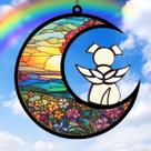 Decoração de ornamentos acrílicos Memorial Suncatcher Dog on Moon