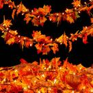 Decoração de outono Meknow Fall Garland com luzes de 9 pés e 50 lâmpadas laranja