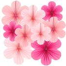 Decoração de papel SUNBEAUTY: conjunto de 9 flores rosa choque