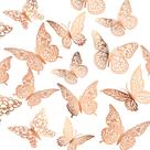 Decoração de parede 3D Gold Butterfly XUNXMAS 48 unidades, 4 estilos e 3 tamanhos