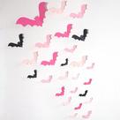 Decoração de parede Agkvw Pink Bats Halloween 3D - 50 unidades e 4 tamanhos