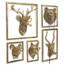 Decoração de parede Animal Heads Newinhome Resin com estrutura de metal (5 unidades) Decoração de parede Animal Heads Newinhome Resin com estrutura de metal (5 unidades)