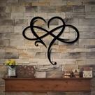 Decoração de parede AOOLVY Infinity Heart Metal Art Love Sign Black