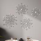 Decoração de parede Bling Crystal Sunburst Cast Iron Silver 30/25/20cm