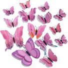 Decoração de parede com borboleta SAOROPEB 3D 72 unidades de dupla camada rosa