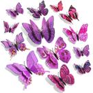 Decoração de parede com borboleta SAOROPEB 3D 72 unidades de dupla camada roxa
