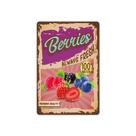Decoração de parede com letreiro de estanho, frutas vermelhas vintage, sempre frescas