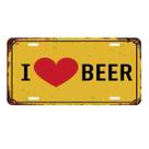 Decoração de parede com letreiro de estanho I Love Beer Retro para Home Bar 15,5 x 30,7 cm
