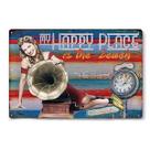 Decoração de parede com letreiro de estanho My Happy Place is the Beach 20x30cm