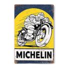 Decoração de parede com letreiro de estanho Vintage Michelin Man Motorcycle Metal