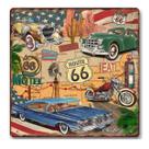 Decoração de parede com letreiro de estanho Vintage Route 66 Iron 30x30cm