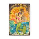 Decoração de parede com pintura em ferro Aloha Paradise Vintage Mermaid Decoração de parede com pintura em ferro Aloha Paradise Vintage Mermaid