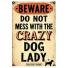 Decoração de parede com pintura em ferro Vintage Crazy Dog Lady 20x30cm