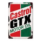 Decoração de parede com placa de estanho Vintage Castrol GTX Motor Oil 20x30cm