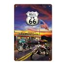 Decoração de parede com placa de ferro metálico Vintage Route 66 20x30cm