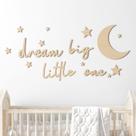 Decoração de parede de berçário Briwooody Moon Stars 56x15cm de madeira