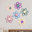 Decoração de parede de macramê Boho Daisy, 6 peças, 15 cm