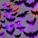 Decoração de parede de morcegos de Halloween DR.DUDU Adesivos de morcegos 3D iluminados Decoração de parede de morcegos de Halloween DR.DUDU Adesivos de morcegos 3D iluminados