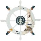 Decoração de parede de volante de navio náutico de madeira Rienar 11" Decoração de parede de volante de navio náutico de madeira Rienar 11"