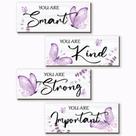 Decoração de parede DONFENTHY Butterfly Purple Wood 4 peças (25x10cm)