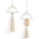 Decoração de parede em macramê IOWER, 24 x 70 cm, decoração Boho Tassel, 2 peças