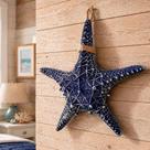 Decoração de Parede Estrela do Mar Rústica para Sala Varanda e Casa de Praia Azul Marinho