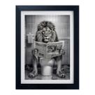 Decoração de parede Fangfey Art Black and White Lion in Toilet Print