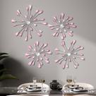 Decoração de parede Hicarer Pink Metal Starburst 30-31 cm 4 unidades Decoração de parede Hicarer Pink Metal Starburst 30-31 cm 4 unidades