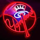 Decoração de parede LED AhLove Yankees Neon Sign 33x38 cm 5V