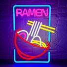 Decoração de parede LED Ramen Neon Sign Fuzuneli 40x29 cm