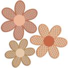 Decoração de parede Maitys Boho Daisy Rattan Flower Wood, conjunto de 3