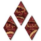 Decoração de parede ONIZHITY Red Gold Banheiro com cotação 30x17cm - 3 peças
