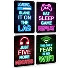 Decoração de parede para jogos Drsoum Video Gamer Room for Boys, conjunto de 4