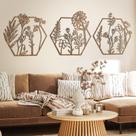 Decoração de parede Peryiter Metal Flower, 3 peças para interior e exterior