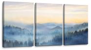 Decoração de parede YJyart Sunrise Misty Forest Print 3 painéis 30x40cm