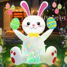 Decoração de Páscoa inflável Bunny Ahititi de 1,2 m com luz LED