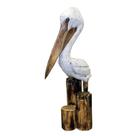 Decoração de Pelicano de Madeira Cohasset 64 cm Artesanal
