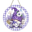 Decoração de porta Deroro Spring Gnome Lavender Flower Sign