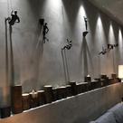 Decoração, escultura, figuras, penduradas na parede, estilo industrial