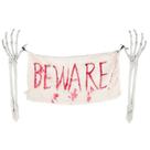 Decoração Festa Halloween Enfeite Jardim Cemitério Beware e Mãos Esqueleto
