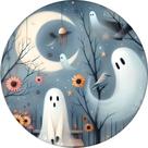 Decoração Festa Halloween Painel Redondo Sublimado com Fantasmas Grande 1,50 cm + Suporte