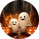 Decoração Festa Halloween Painel Redondo Sublimado Fantasma Grande 1,50 cm Tecido Premium Veste Fácil