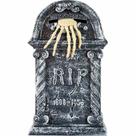 Decoração Halloween Eletronica Brinquedo Lápide Túmulo Animatrônic Com Mão de Caveira Mexe Som e Luz