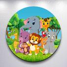 Decoração infantil festa com painel redondo capa Animais Diversos Cute tamanhos grande e mini