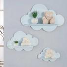 Decoração Infantil Prateleiras Nuvem Nicho 3 UN Quarto Azul